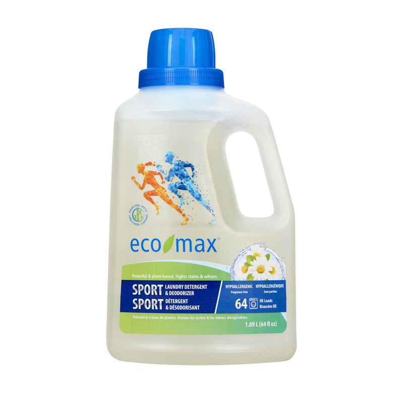 Eco-Max Sport Laundry Detergent & Deodorizer - Hypoallergenic (1.89L ...