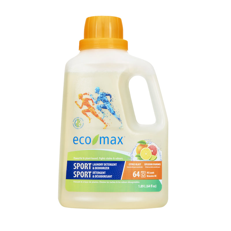 Eco-Max Sport Laundry Detergent & Deodorizer - Citrus Blast (1.89L ...